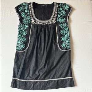 Theme Black Embroidered Dress Sz M